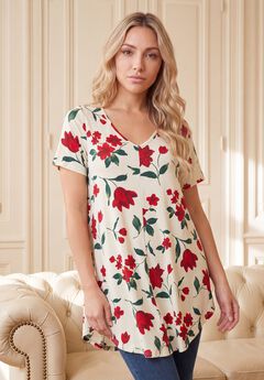Plus Size Ultra Drape V-Neck Swing Tunic Top
