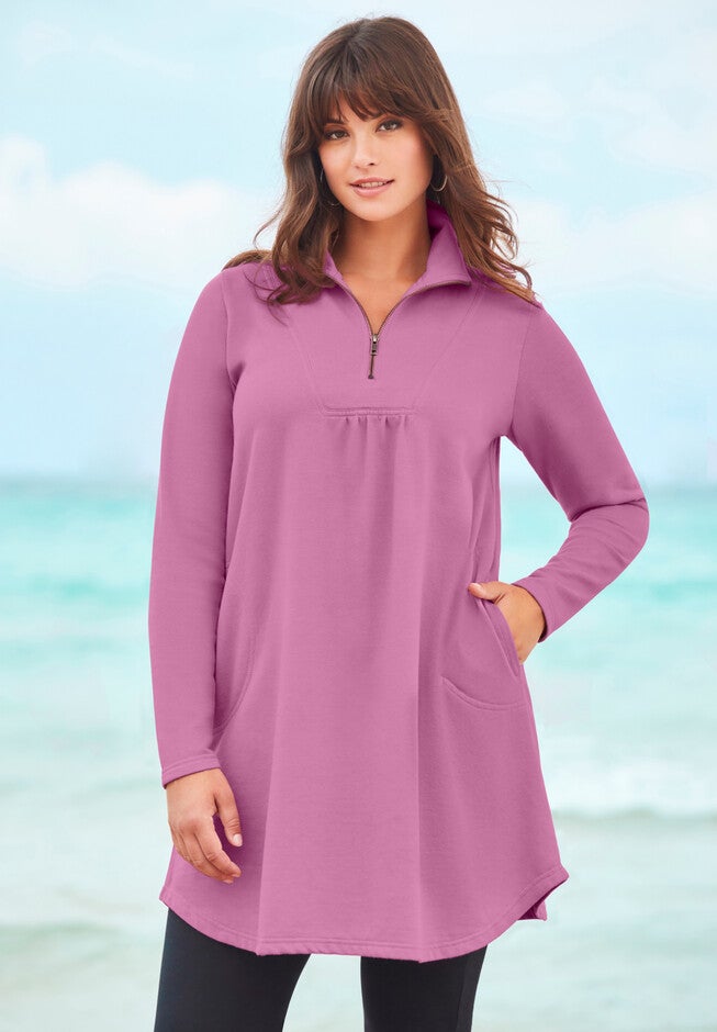 Half Zip Collared Sweatshirt, , alternate image number 3