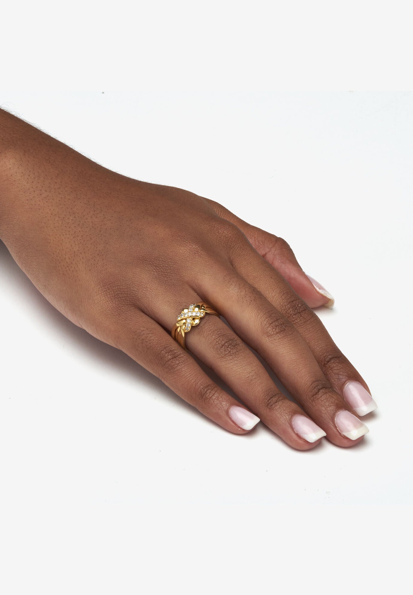 .27 Tcw Round Cubic Zirconia 14K Yellow Gold-Plated Puzzle Ring, , alternate image number 2