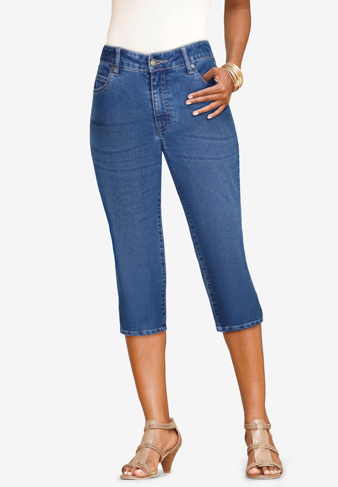 stretch denim capris