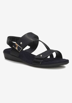 Wide Fit Leather Wedge Sandals