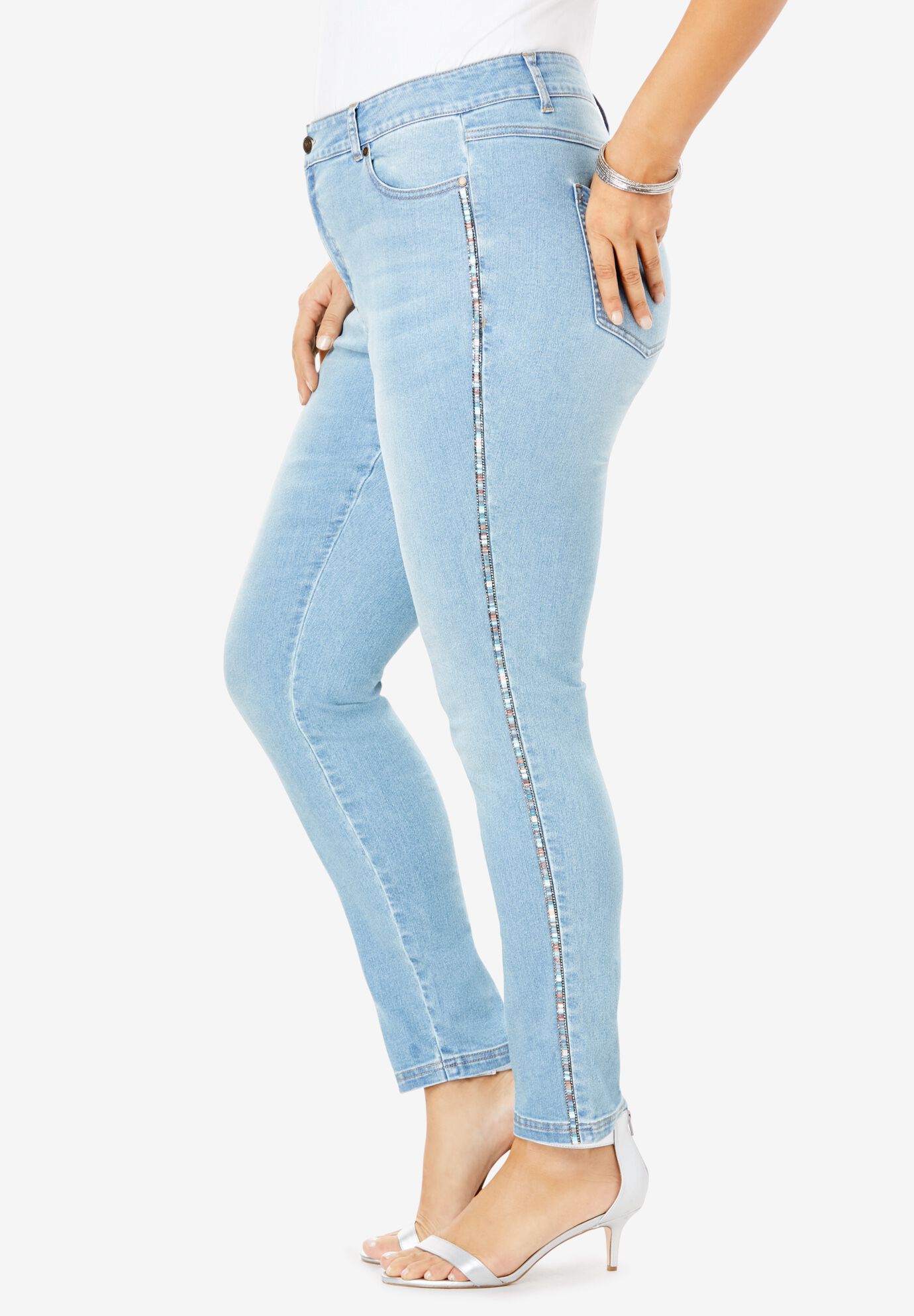 Statement Stripe Skinny Jean , , alternate image number 2