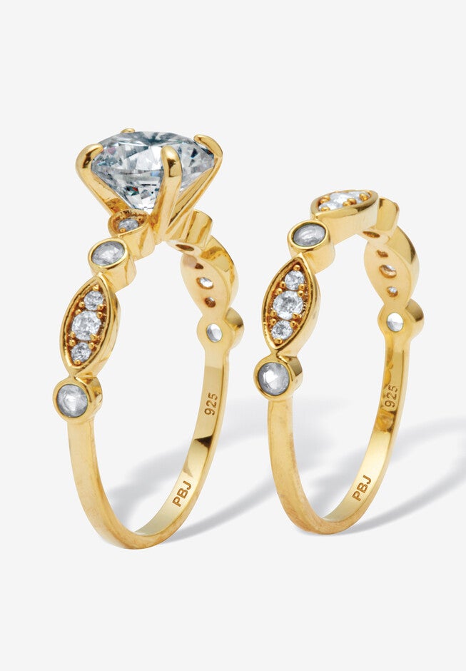 2.52 Tcw Round Cubic Zirconia Bridal Ring Set, , on-hover image number 1