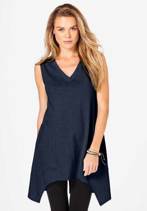 Handkerchief-Hem Slub Tunic Tank, , hi-res image number null