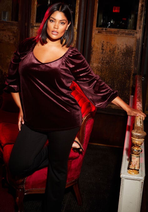 Sweetheart Velour Top, BERRY, hi-res image number null