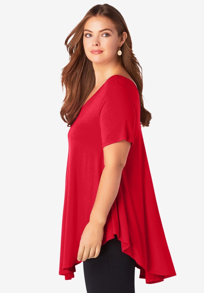 V Neck Swing Ultra Drape Tunic, , alternate image number null