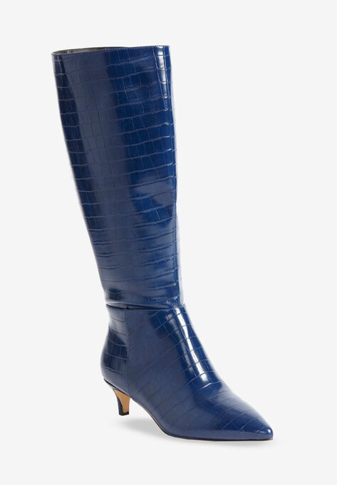 The Poloma Wide Calf Boot , NAVY CROCO, hi-res image number null