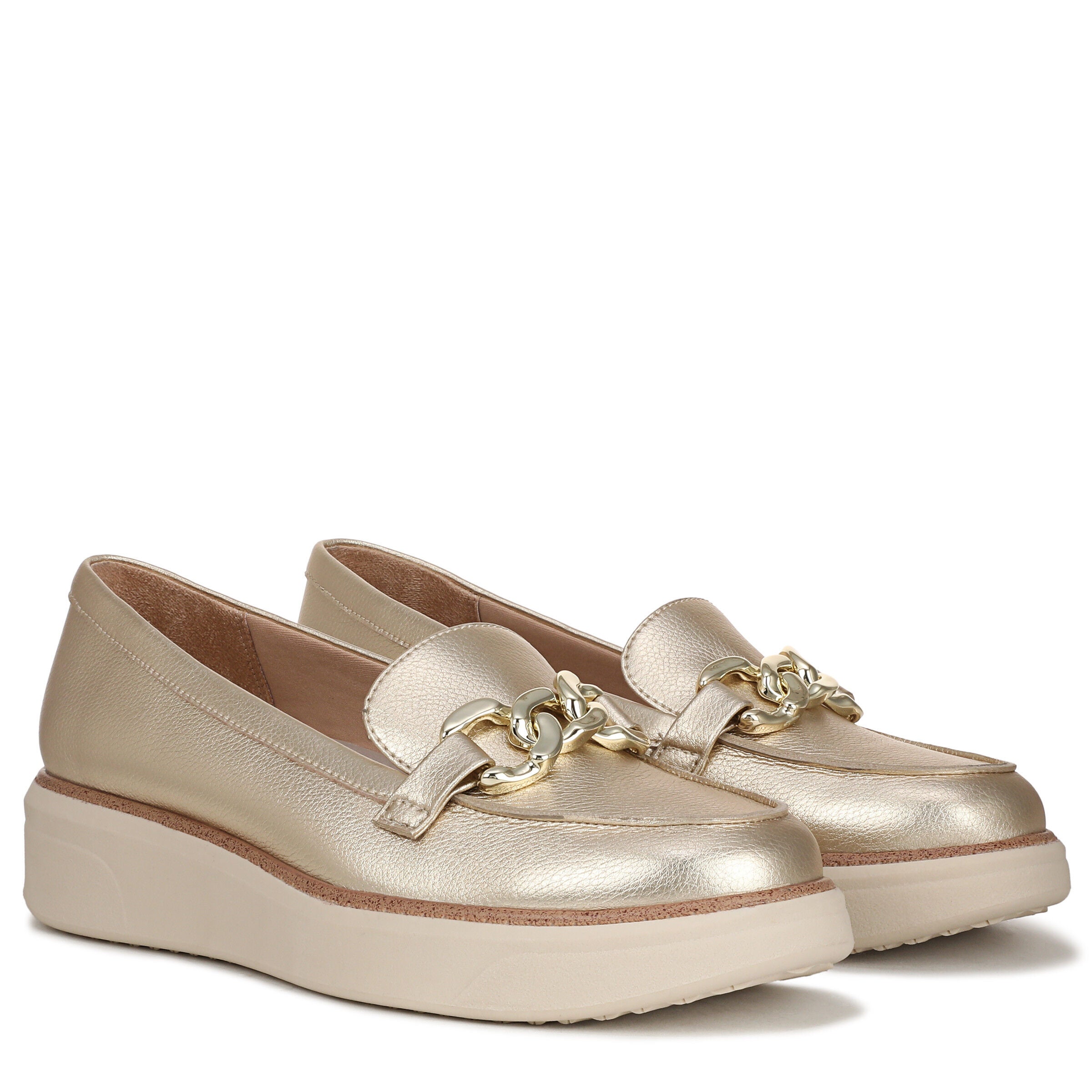 Chelsea Bit Platform Loafter, GOLD FAUX LEATHER, alternate image number 2