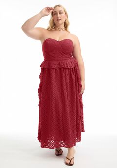 Ruffled Peplum Corseted Midi Dress