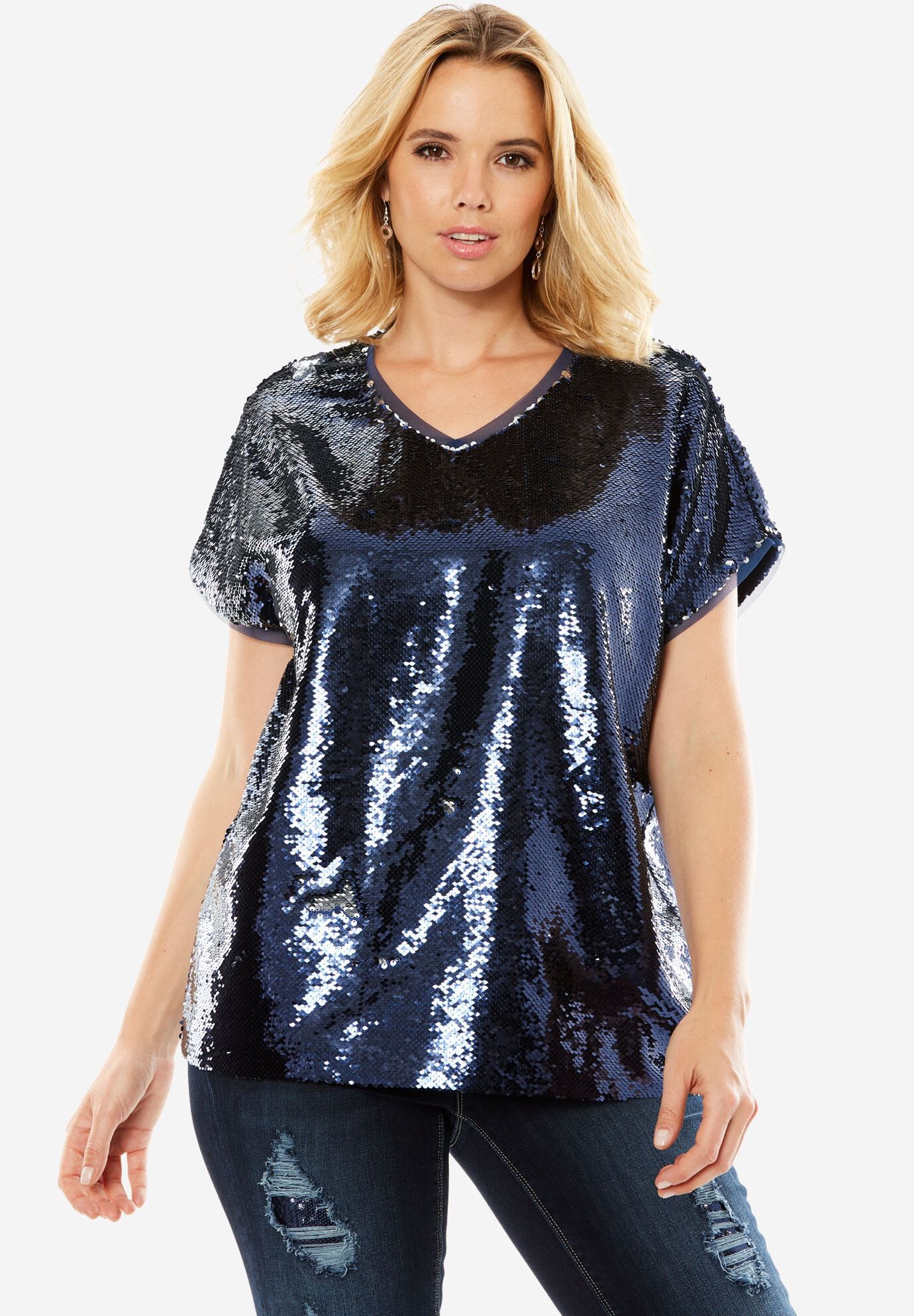 roamans sequin tops