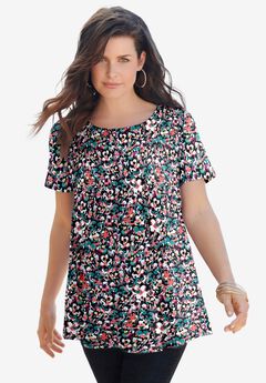 Plus Size Ultimate Cotton Crewneck Short Sleeve Swing Tee