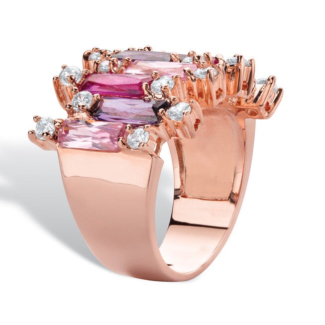 16.88 Cttw. Rose Gold-Plated Pink and Purple Cubic Zirconia Cluster Ring, PINK, on-hover image number null