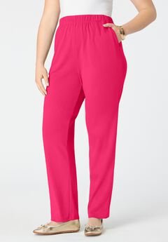 Plus Size Soft Knit Relaxed Pull-On Straight Leg Pant