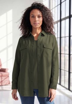 Plus Size Long Button Down Shirts