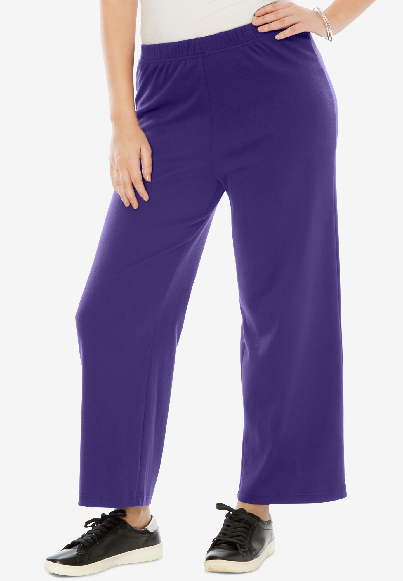 Plus Size Pull-On Wide Leg Soft Knit Pant, MIDNIGHT VIOLET, hi-res image number 0