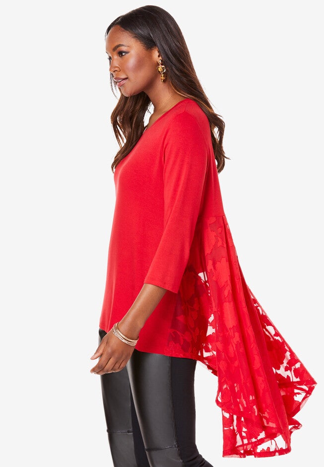 Three-Quarter Georgette-Back Tunic, , alternate image number 2