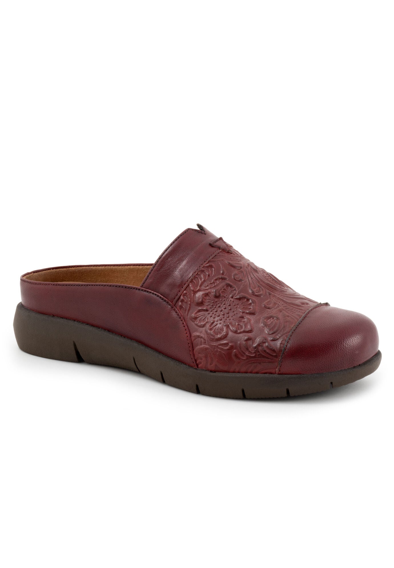 San Marc Tooled Casual Mule, DARK RED, hi-res image number 0