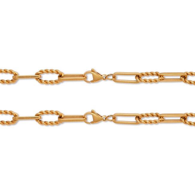 Necklace and Bracelet Gold Ion-Plated Stainless Steel Chain Jewelry Set, YELLOW, on-hover image number 1