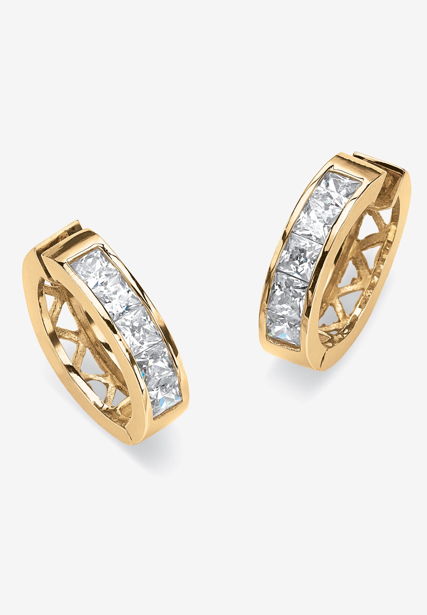 Birthstone Gold-Plated Huggie Earrings, APRIL, hi-res image number 0