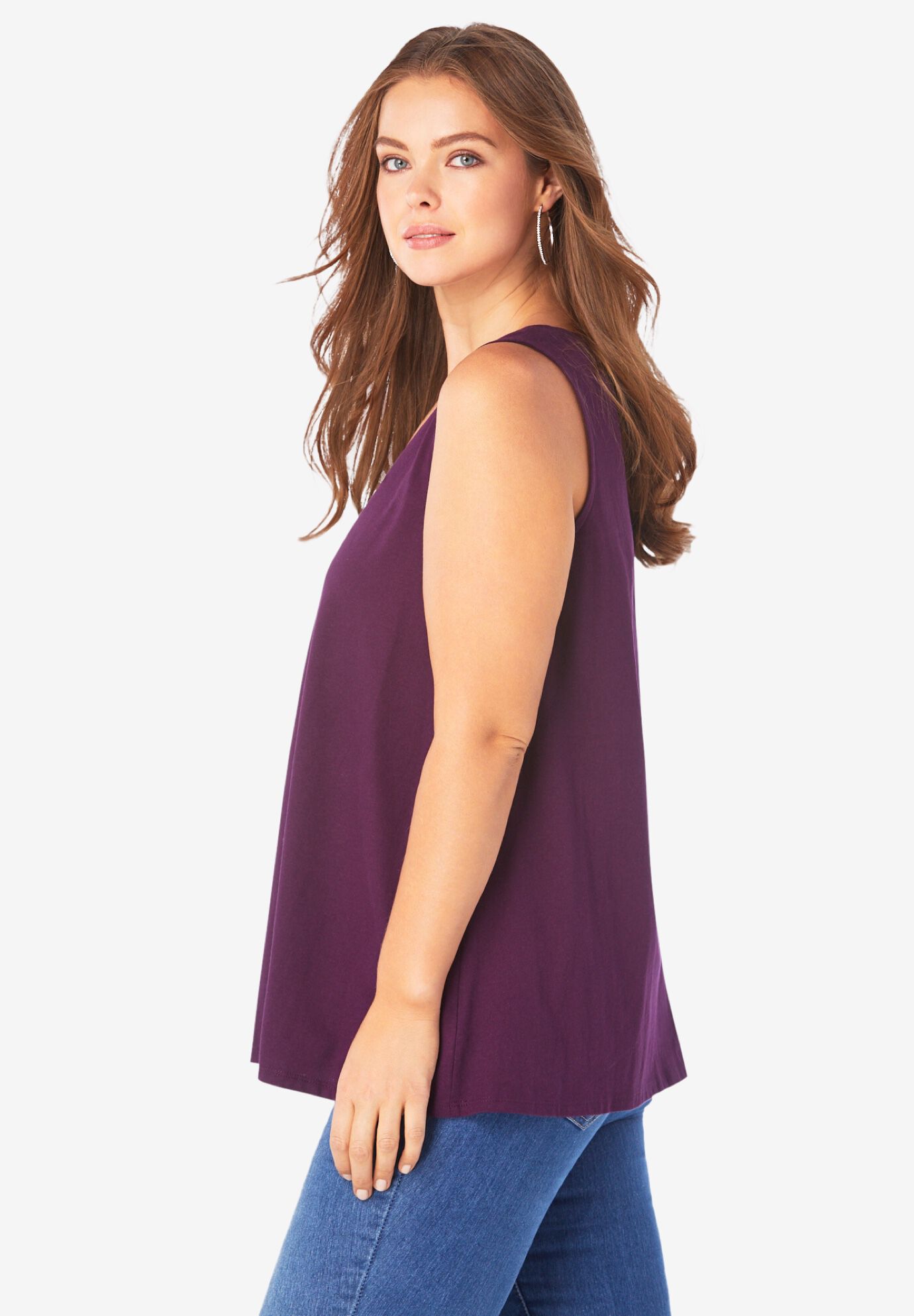 Plus Size Cotton Ultimate Swing Tank Top, , on-hover image number 1