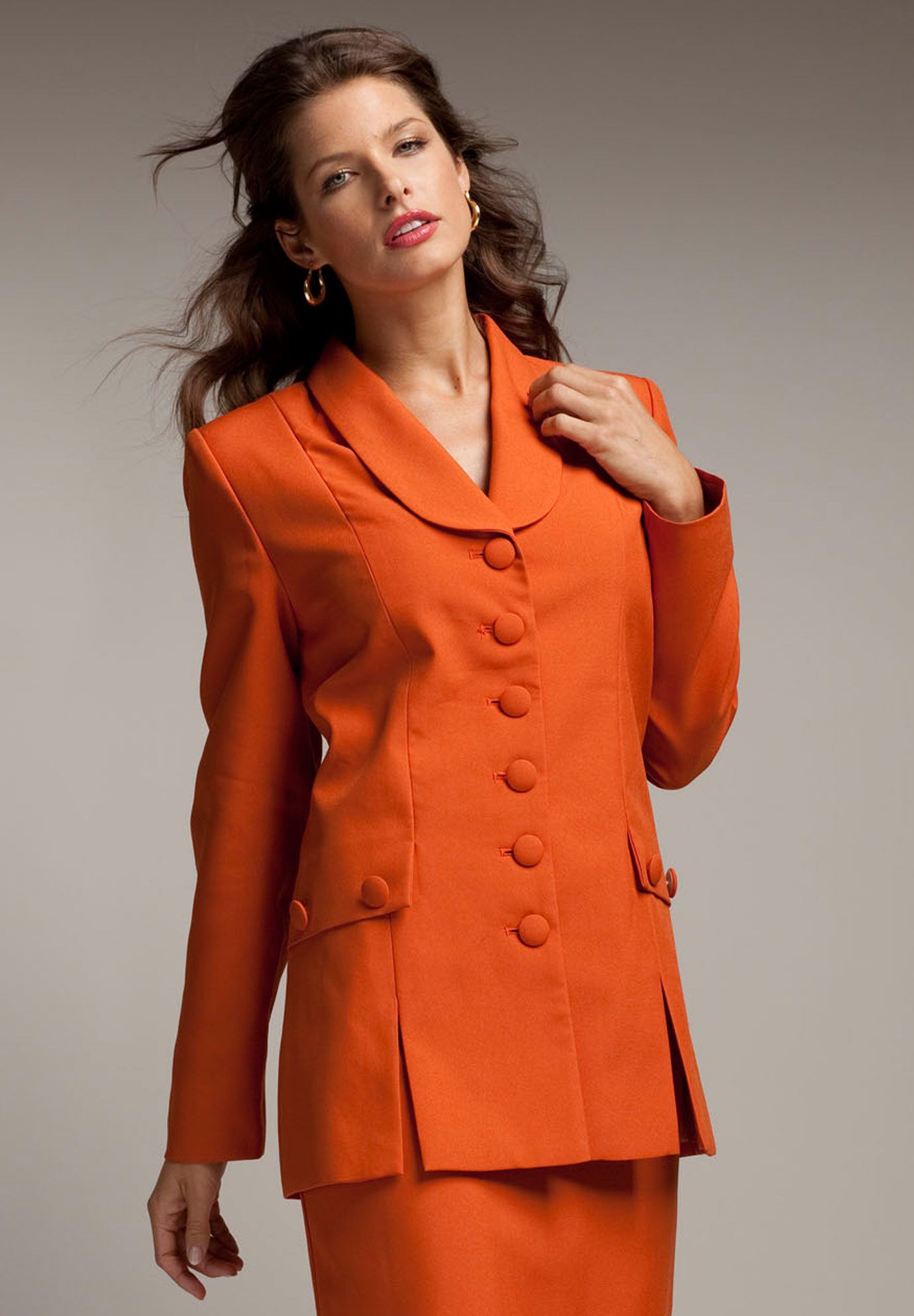 Plus Size Long Sleeve Shawl-Collar Jacket & Sheath Skirt Set &ndash; 2-Piece Suit, , on-hover image number 1