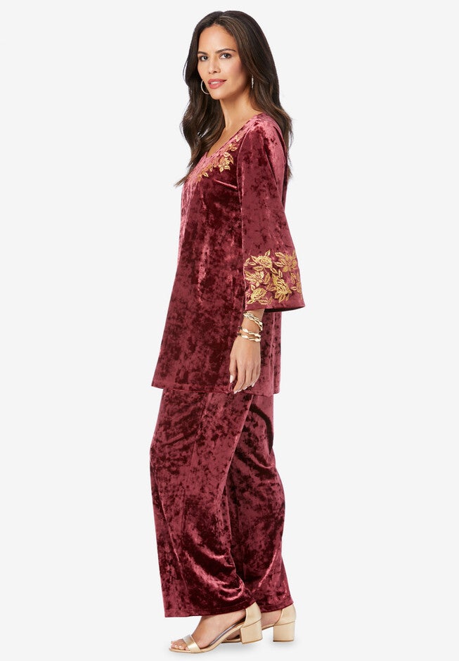 Embroidered Velour Top, , alternate image number null