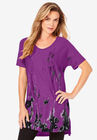 Printed Slub Tunic, PURPLE MAGENTA ABSTRACT, hi-res image number null