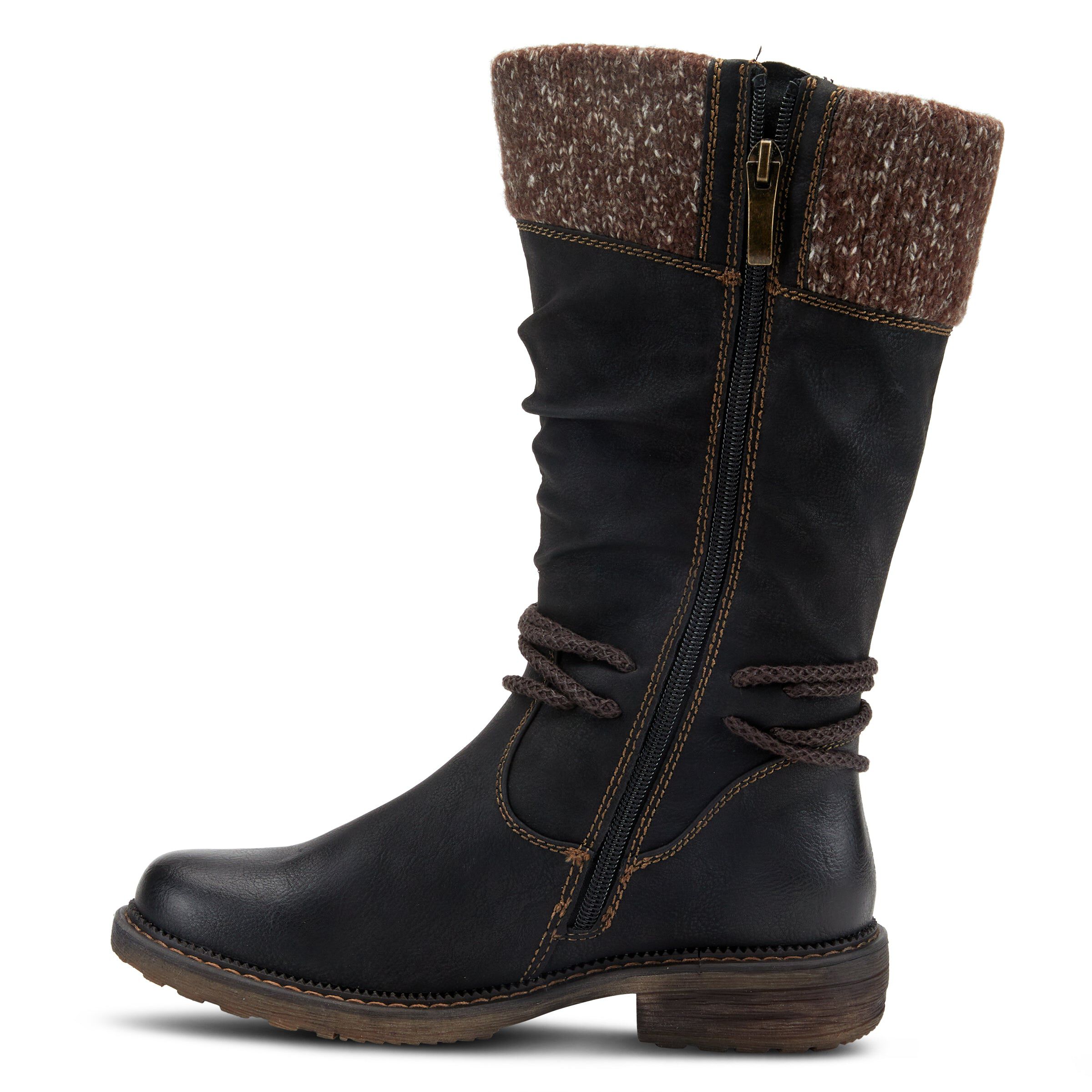 Acaphine Mid Calf Boots, BLACK, alternate image number 2