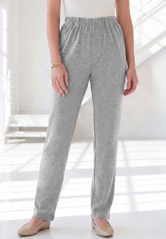 Plus Size Soft Knit Relaxed Pull-On Straight Leg Pant