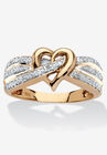 Gold Over Silver Diamond Heart Promise Ring (1/10 Cttw), DIAMOND, hi-res image number null