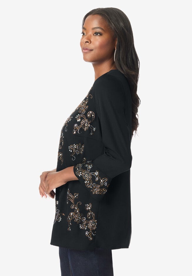 Sequin Floral Shirt, , alternate image number 2