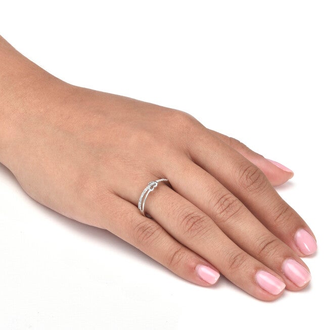 .11 TCW Diamond Sterling Silver Crossover Heart Ring, WHITE, alternate image number 2