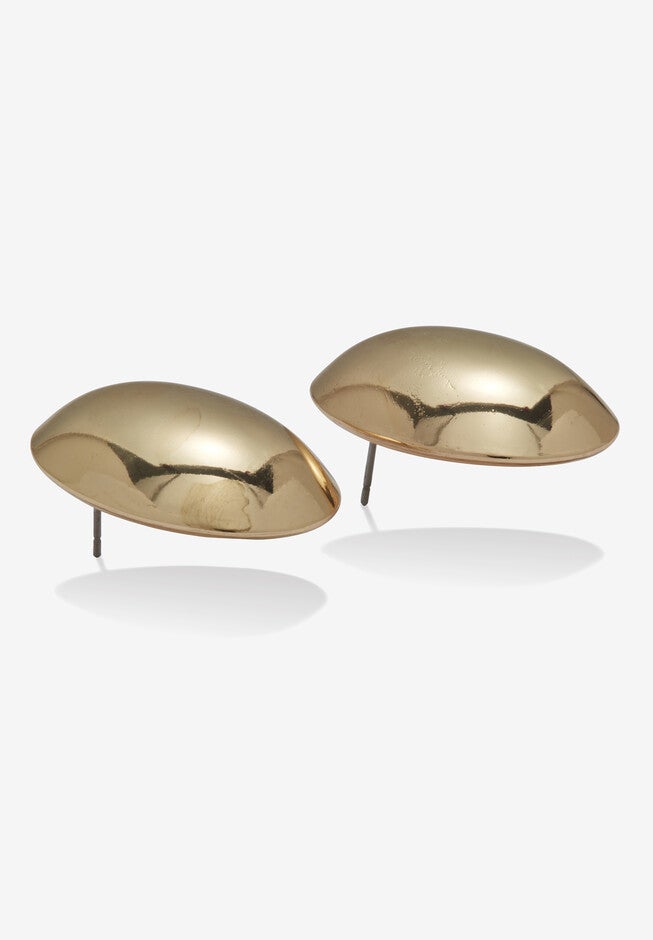 Goldtone Dome Earrings, 30X20Mm, , on-hover image number null