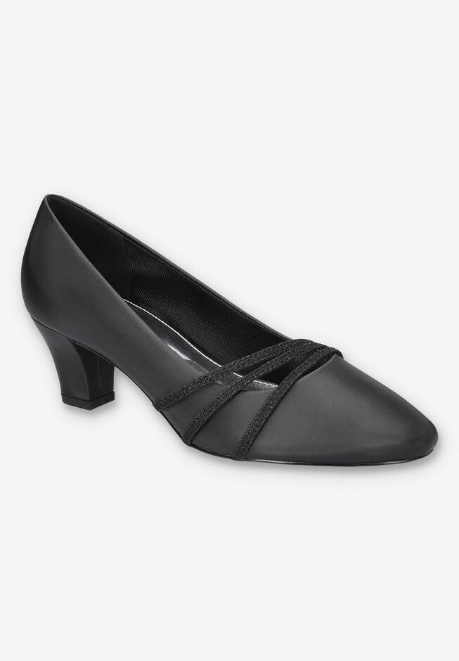 Fashionable Cristiny Pump, Black Satin Roaman's