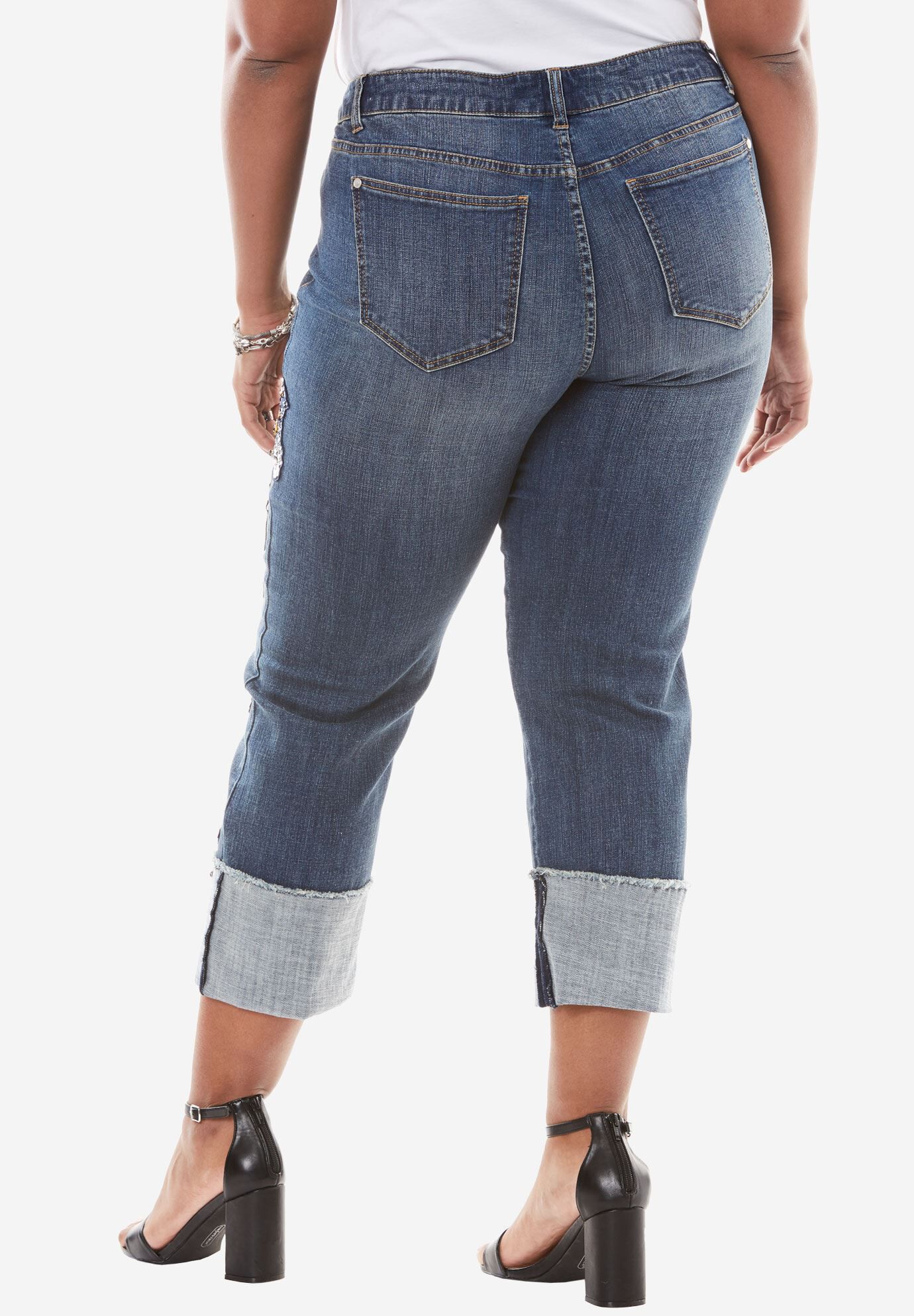 Sequin Cuffed Jean by Denim 24/7&reg;, , alternate image number 1