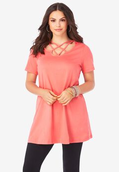 Ultimate Lattice Neck Short Sleeve Tunic