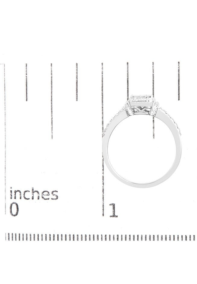 Silver 1/4 Cttw Princess-Cut Diamond Composite Ring With Beaded Halo, , alternate image number 6