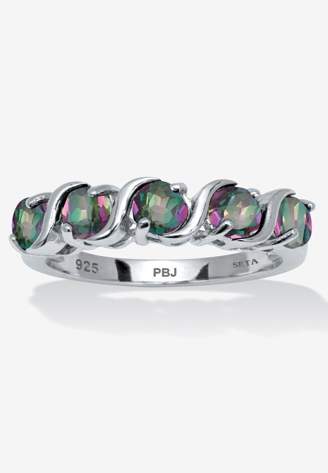 1.50 Tcw Round Cut Genuine Mystic Fire Topaz Sterling Silver Ring, TOPAZ, hi-res image number null
