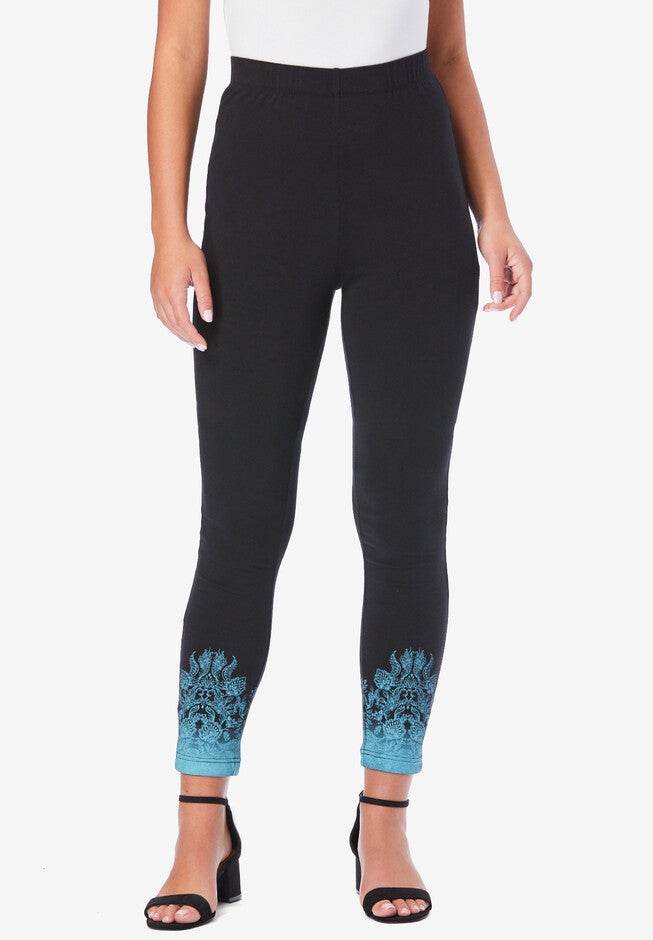 Graphic Essential Stretch Legging, SOFT TURQUOISE SKETCHED PAISLEY, hi-res image number null