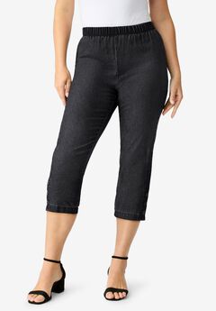Button Detail Comfort Stretch Capri Jean