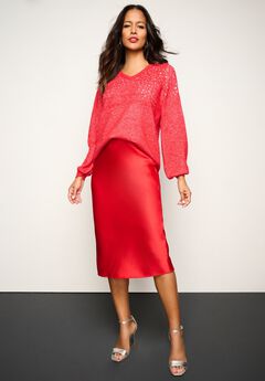 Embellished Pullover Sweater with Blouson Sleeves