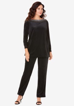 Rhinestone-Detailed Velour Set