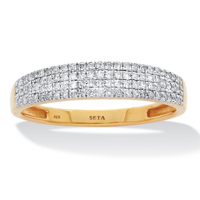 .25 TCW Diamond 18K Gold-Plated Sterling Silver Pave Multi-Row Wedding Ring, WHITE, hi-res image number 0