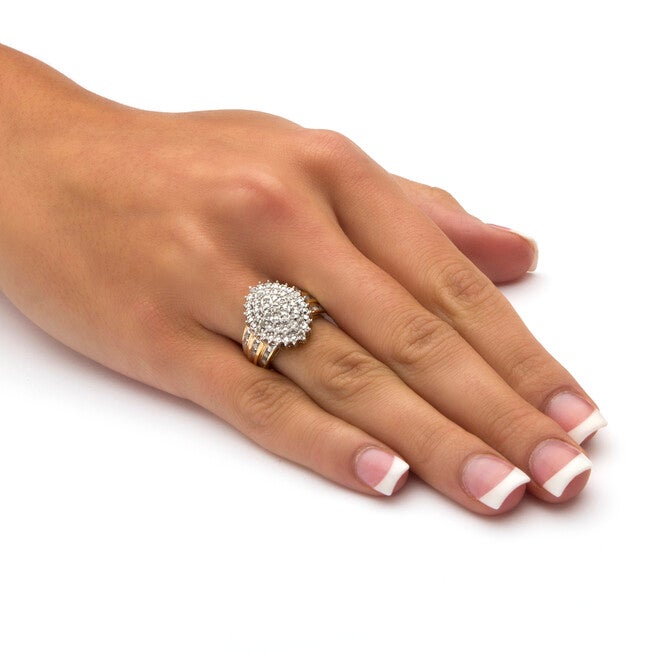 3/8 TCW Diamond Marquise-Shaped Ring 18k Yellow Gold-plated Sterling Silver, WHITE, alternate image number 2