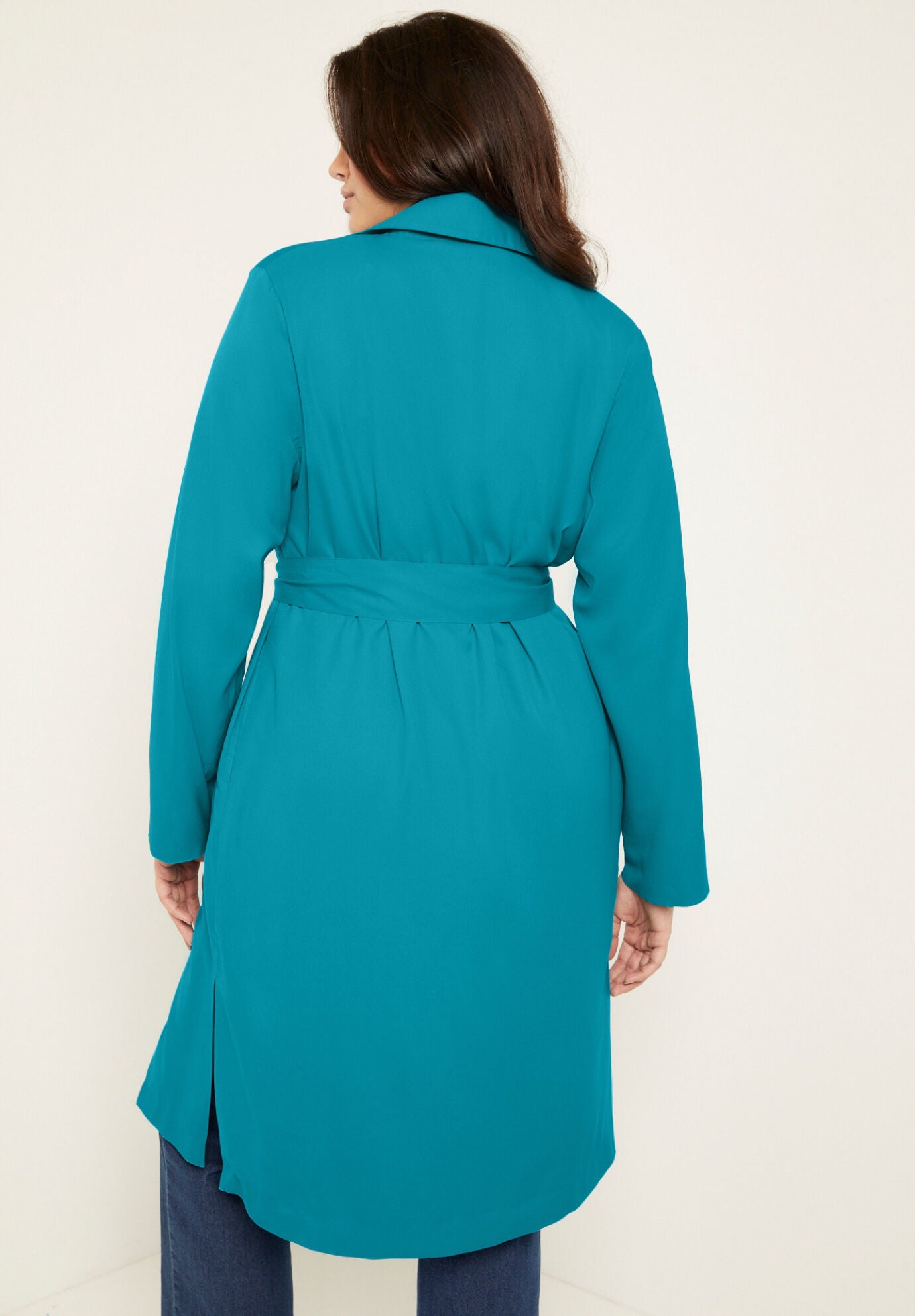 Fashionable Lightweight Duster Jacket Deep Turquoise Roaman s