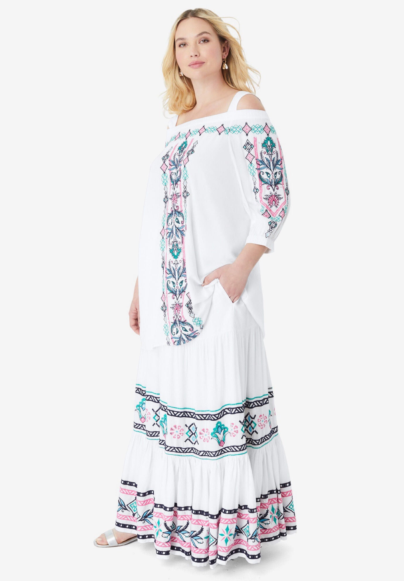 Plus Size Tiered Maxi Skirt, , alternate image number 3