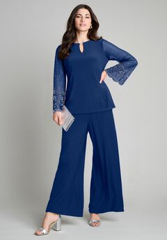 Mesh Overlay Embellished Top