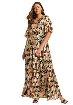 Metallic Printed Maxi Dress