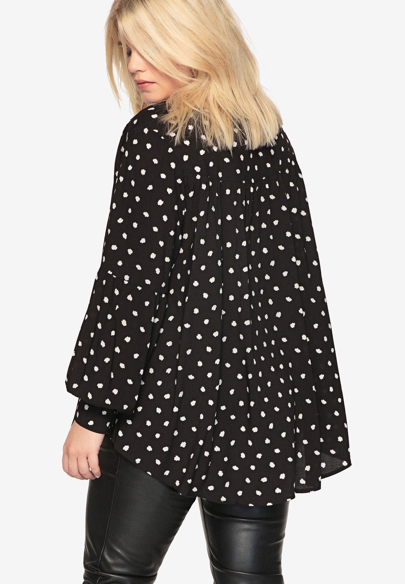 Blouson-Sleeve Buttoned Blouse by Castaluna, , on-hover image number 1