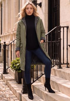 Plus Size Hooded Nylon Jacket